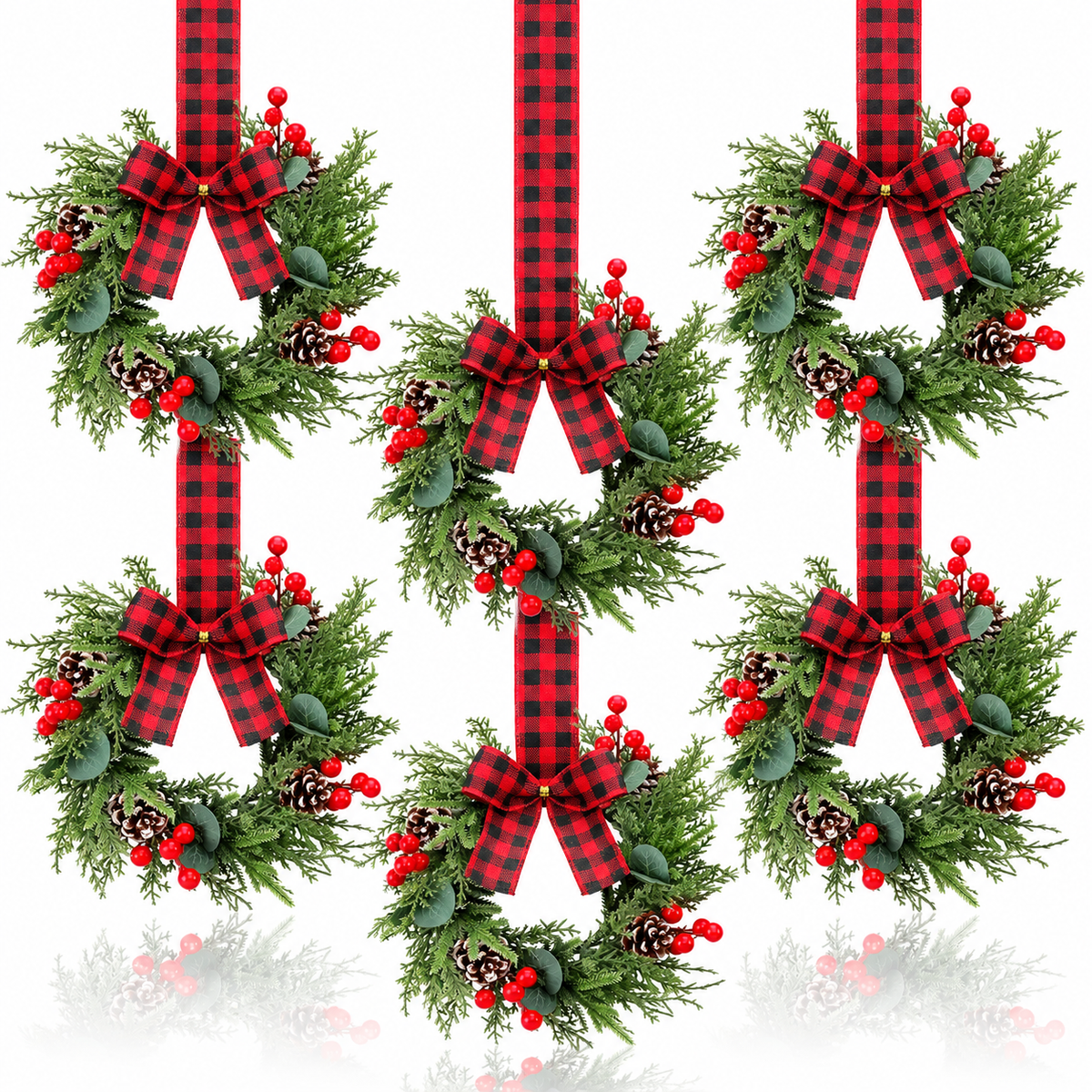Christmas Mini Artificial Cabinet Wreaths — Maximum Holiday Magic