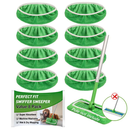8Pcs  Microfiber Mop Pads compatible with Swiffer Sweeper