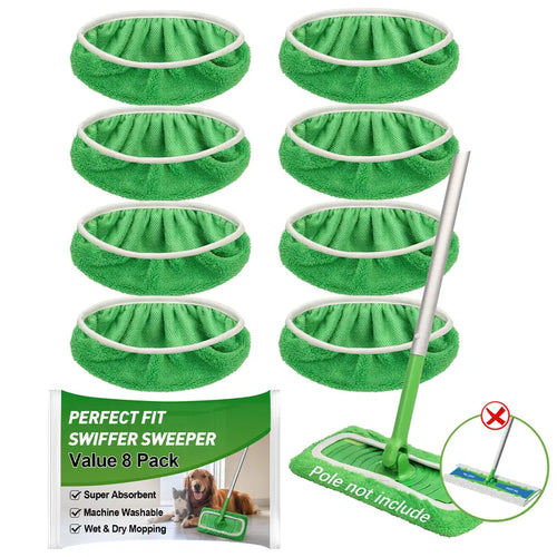 8Pcs  Microfiber Mop Pads compatible with Swiffer Sweeper