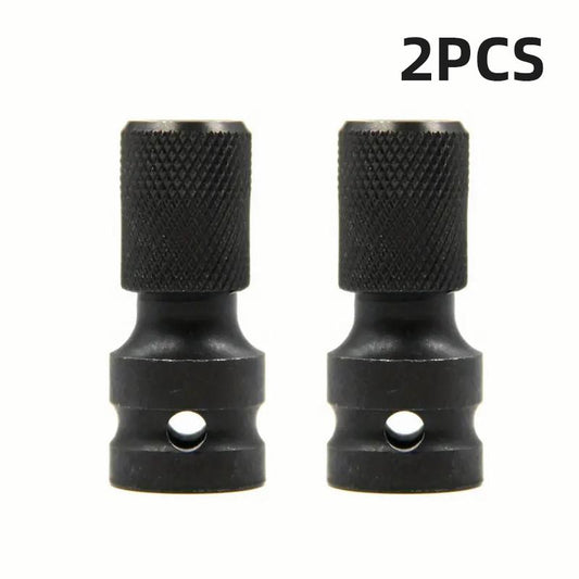 2 PCS 1/2 inch Square Drive to 1/4 inch Hex Female Socket Adapter Converter Chuck Adapter