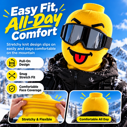 🔥Last Day 50% OFF🏂Funny Yellow Block-Head Ski Mask – Full Face Winter Balaclava for Skiing & Snowboarding