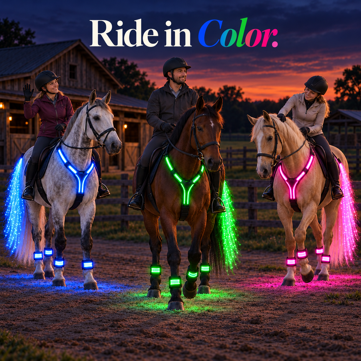 🔥Last Day 50%❤️🐎 LED Horse Night Riding Lights – Full-Body Glow Kit with Enhanced Visibility & 12 Lighting Modes