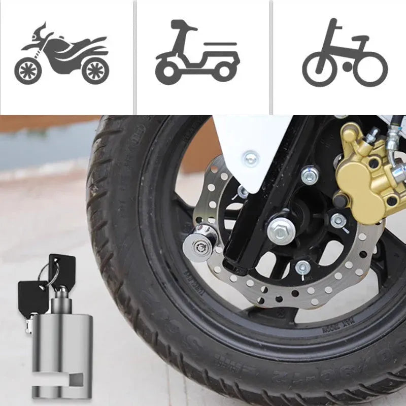 🏍️ Motorcycle & Bicycle Disc Brake Lock with Push-to-Lock Design