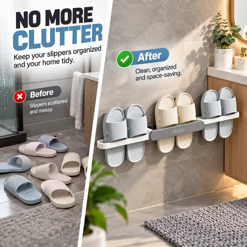 🚿No Punch Hanging Slipper Holder, Space Saving for Bathroom & Shower Room🧼