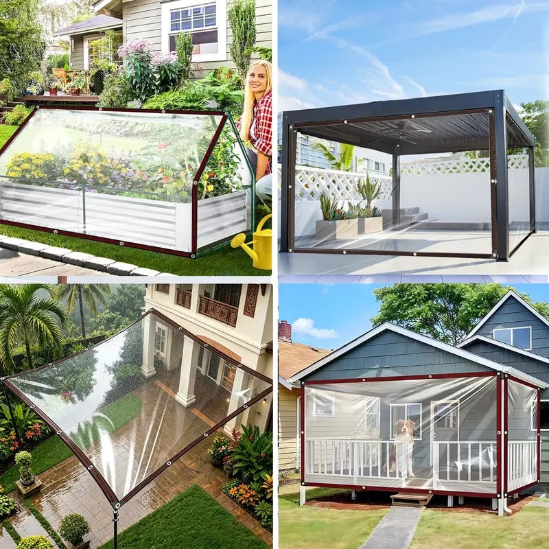 Clear Waterproof PE Tarp – Transparent Outdoor Cover with Metal Grommets
