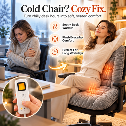 🔥 Heated Seat & Back Cushion – Plush Chair Warmer