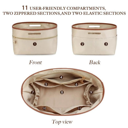 Silky Satin Tote Bag Insert Organizer with Handles