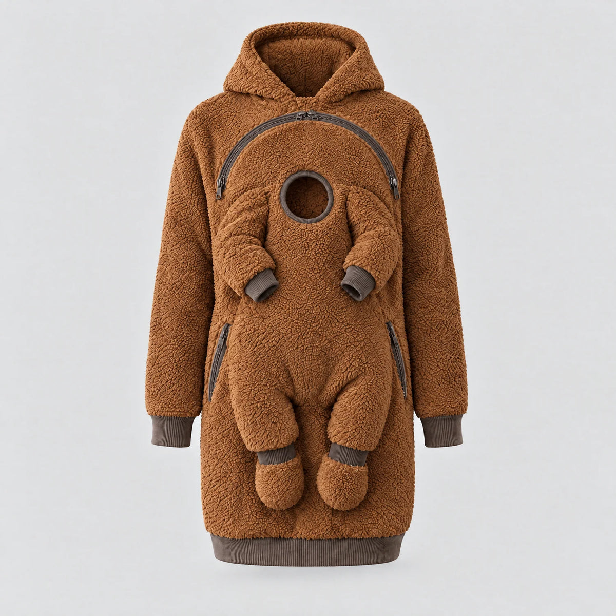 🧸2-in-1 Mom Baby Carrier Hoodie | Sherpa Fleece Warm Coat, Free Your Hands🤱