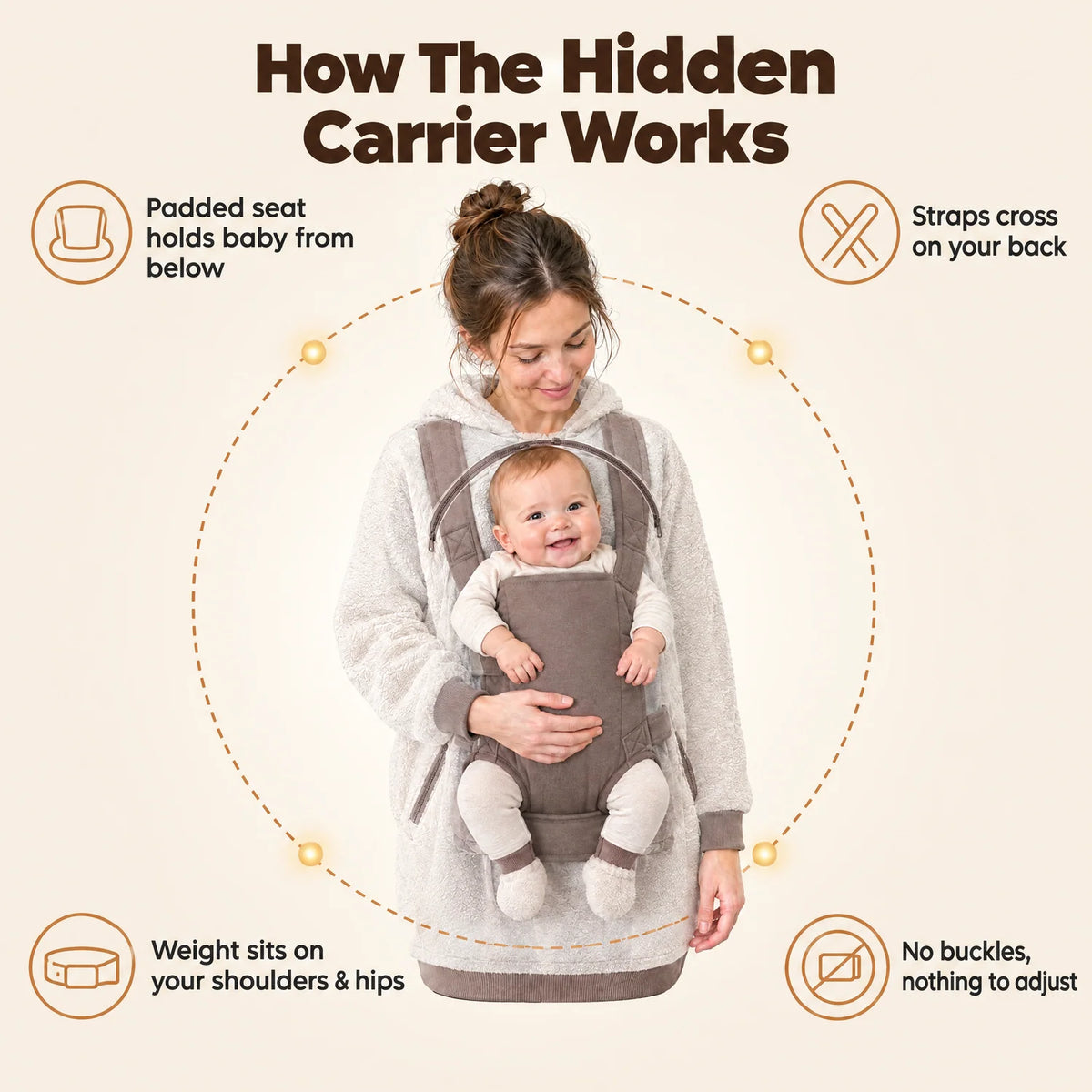 🧸2-in-1 Mom Baby Carrier Hoodie | Sherpa Fleece Warm Coat, Free Your Hands🤱