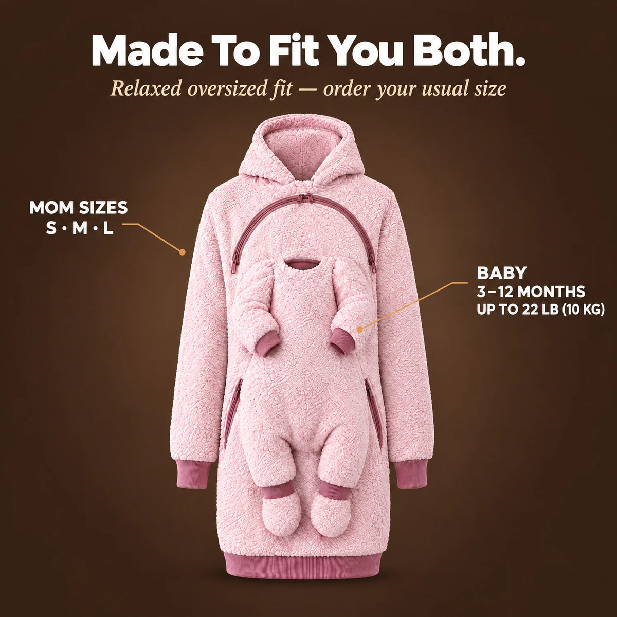 🧸2-in-1 Mom Baby Carrier Hoodie | Sherpa Fleece Warm Coat, Free Your Hands🤱