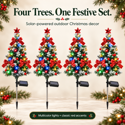 🎄 4-Pack 31.5-Inch Solar Lighted Christmas Trees Outdoor