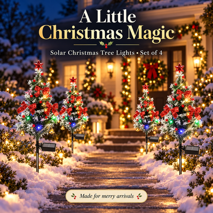 🎄 4-Pack 31.5-Inch Solar Lighted Christmas Trees Outdoor