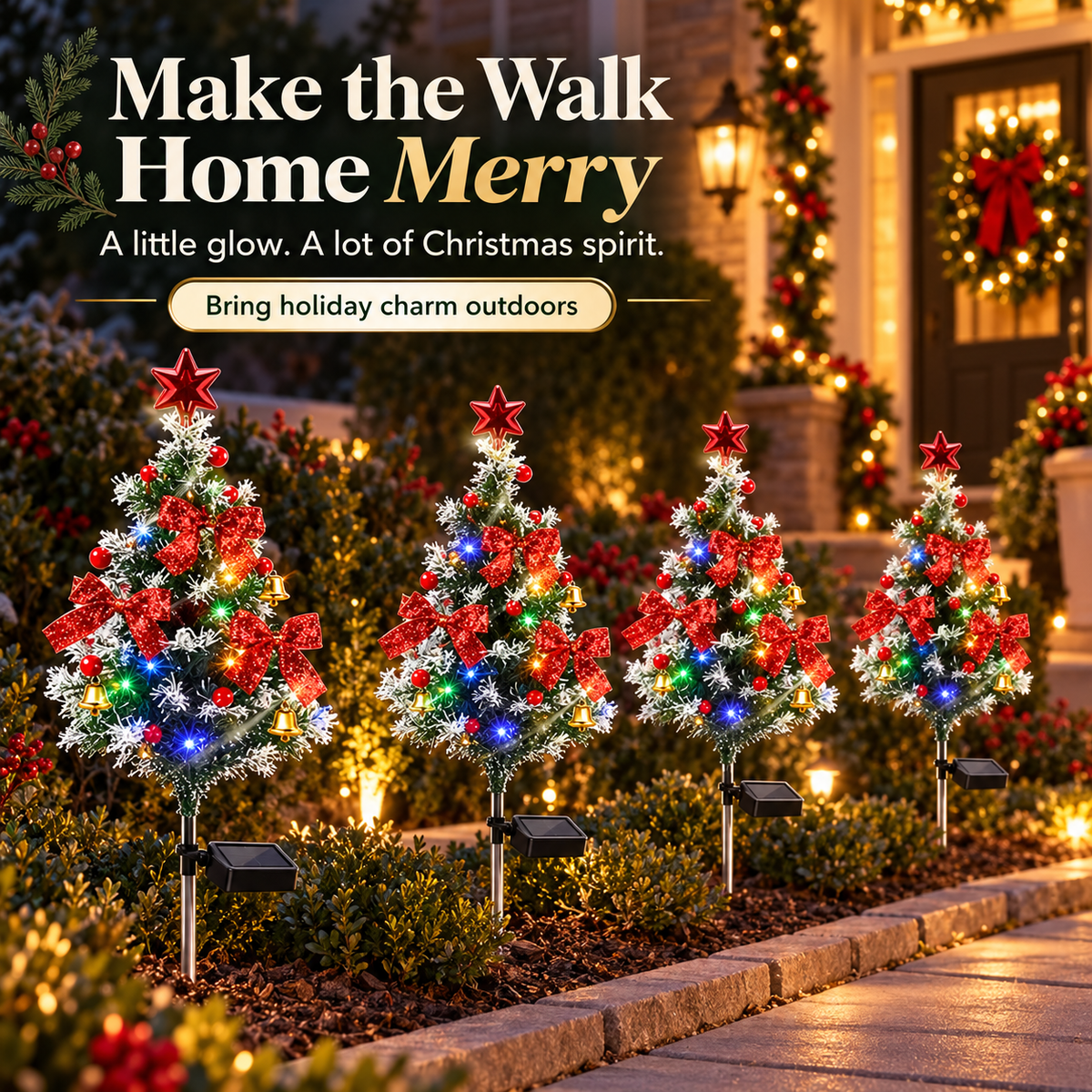 🎄 4-Pack 31.5-Inch Solar Lighted Christmas Trees Outdoor
