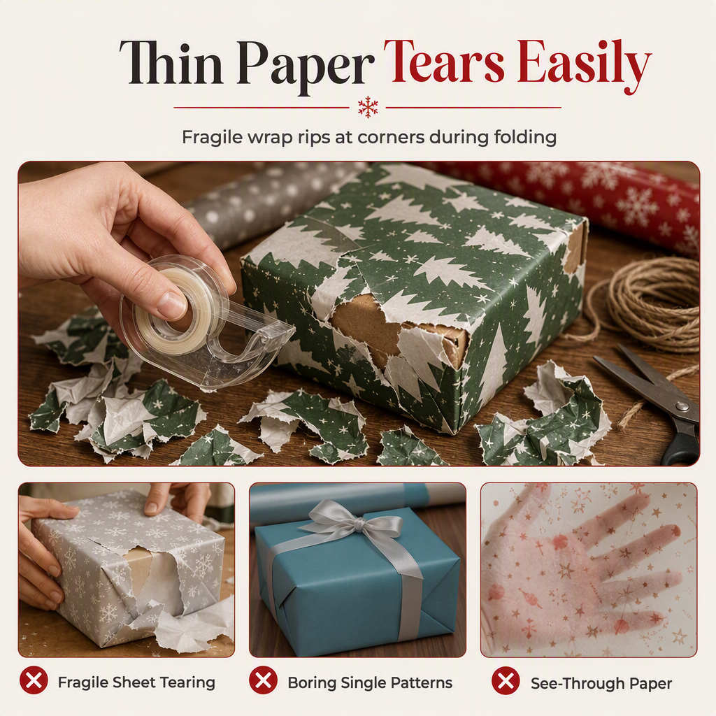 ⏳Time-Limited Special⏰ Christmas Highland Cow Floral Wrapping Paper Roll – Double-sided, Thick, Large Roll ✨