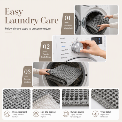 📢📢40% OFF !! ⏰Non Slip Water Absorbent Waffle Weave Bathroom Mat Solid Color Entrance Doormat