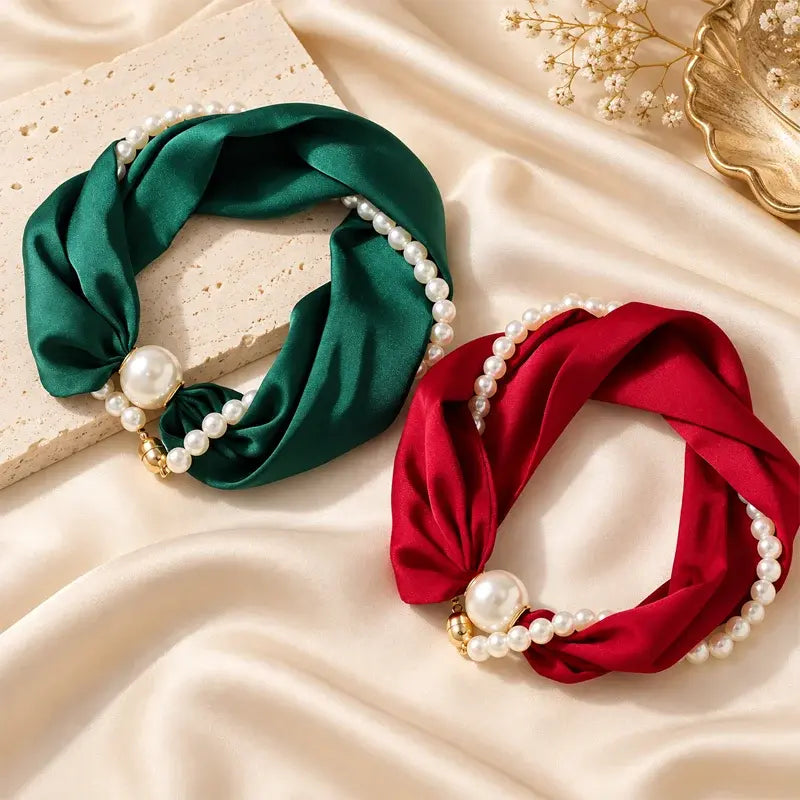 ✨ 3-in-1 Magnetic Scarf Necklace - Detachable Pearl Accent Choker 🎗️