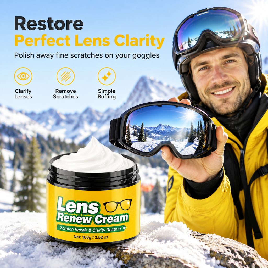 Lens Scratch Repair Cream Set with Sponge for Glasses Goggles Face Shields and Helmet Visors